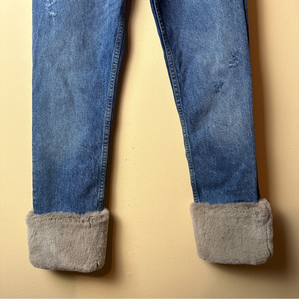 ZARA NWT VINTAGE HIGH RISE STRAIGHT JEANS FUR CUFF HEM ANKLE CROP WOMENS SIZE 2 - Picture 5 of 16